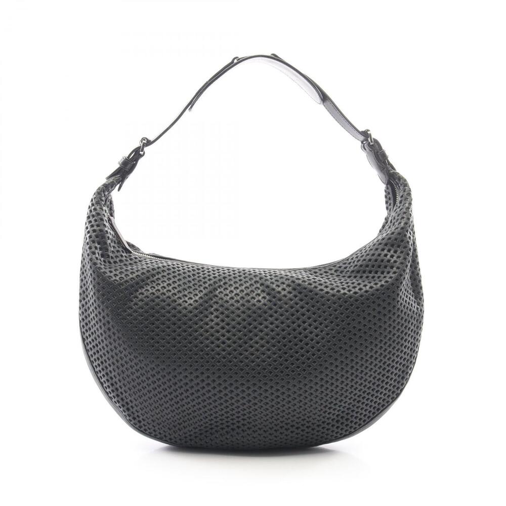 Christian Dior Mesh Hobo Bag Shoulder Leather Black